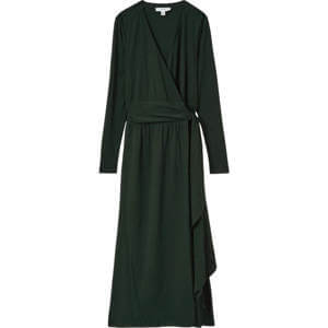 REISS MADELINE Jersey Wrap Tie Midi Dress